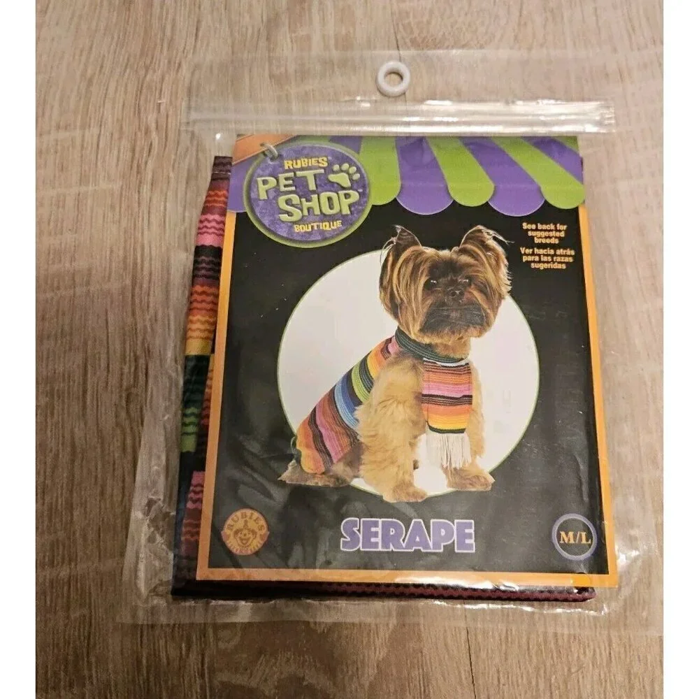 RUBIES Pet Shop Boutique Dog M/L Serape Costume Accessory Colorful Rainbow